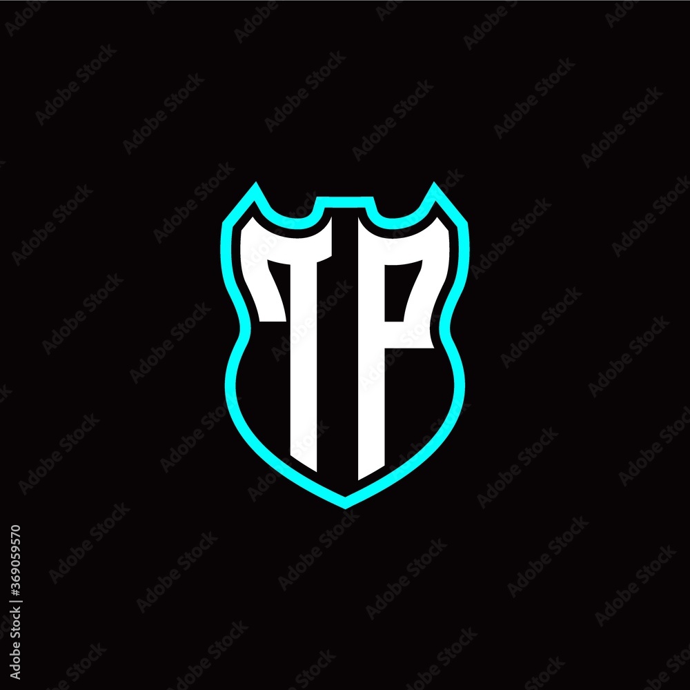 T P initial logo design with shield shape T P initial logo design with shield shape