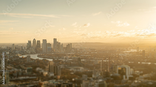 London Photography - Canary Wharf at Sunrise looking South East from The City of London