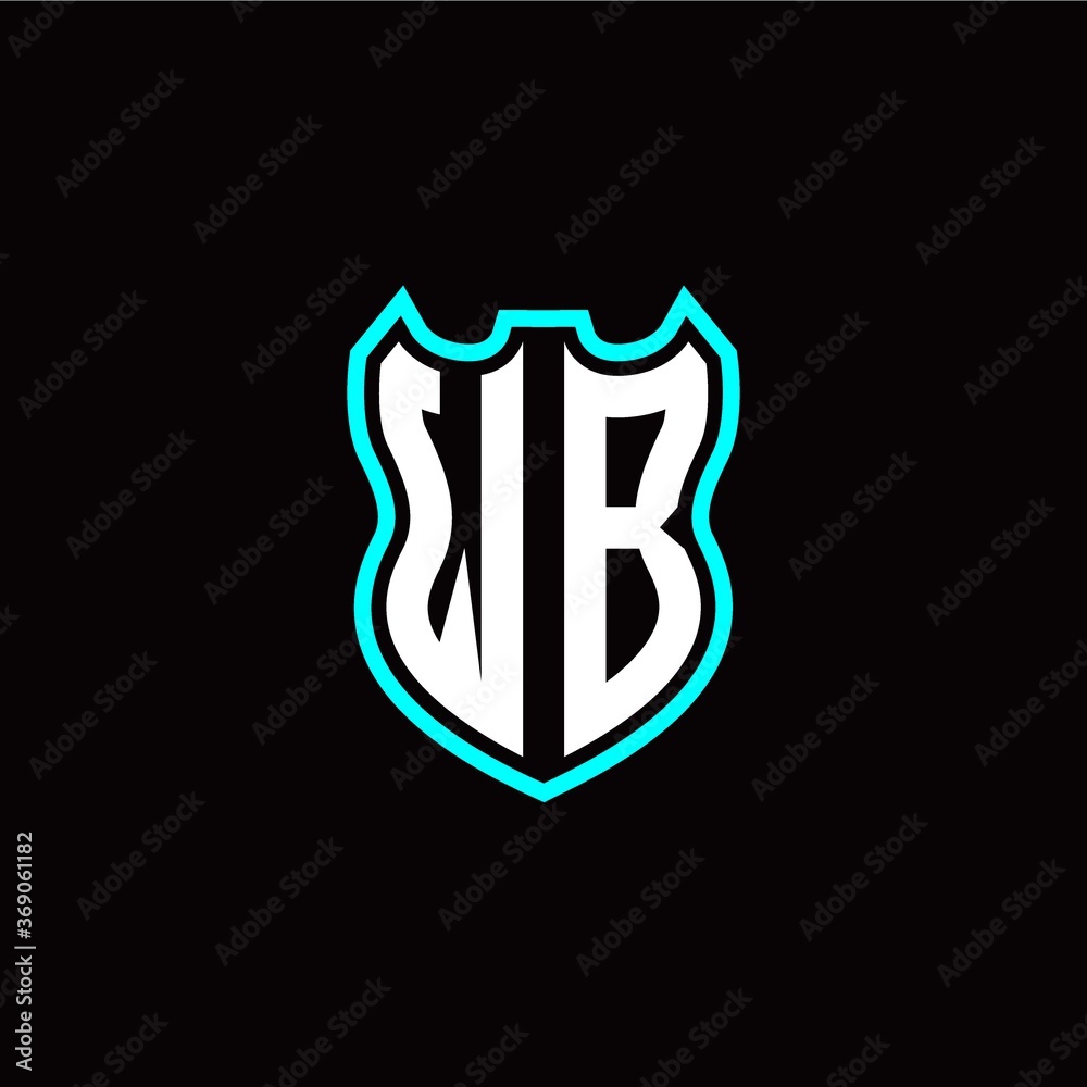 W B initial logo design with shield shape W B initial logo design with shield shape