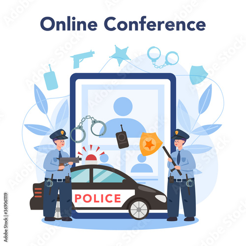 Police officer in uniform online service or platform. Detective