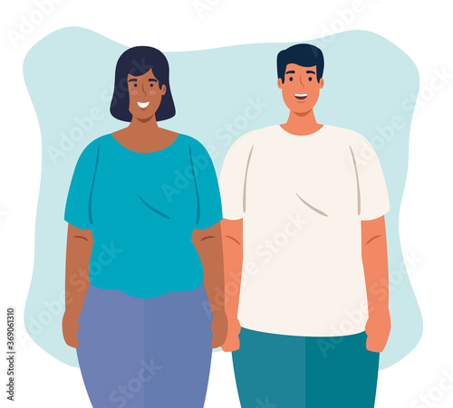 multiethnic young couple, diversity and multiculturalism concept