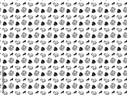 Seamless pattern with lions on white background