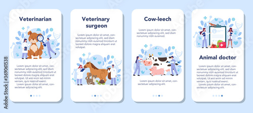 Pet veterinarian mobile application banner set. Veterinary doctor © inspiring.team