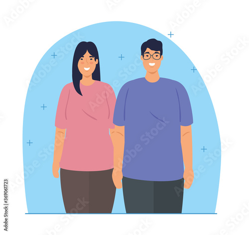 multiethnic young couple, diversity and multiculturalism concept