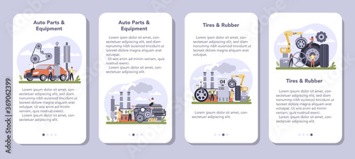 Spare parts production industry mobile application banner set.