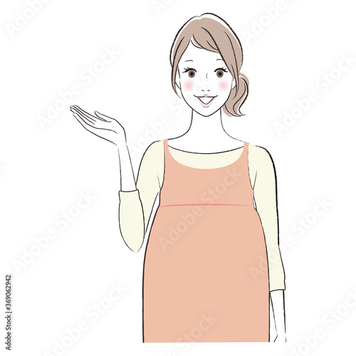 笑顔で案内する妊婦さん