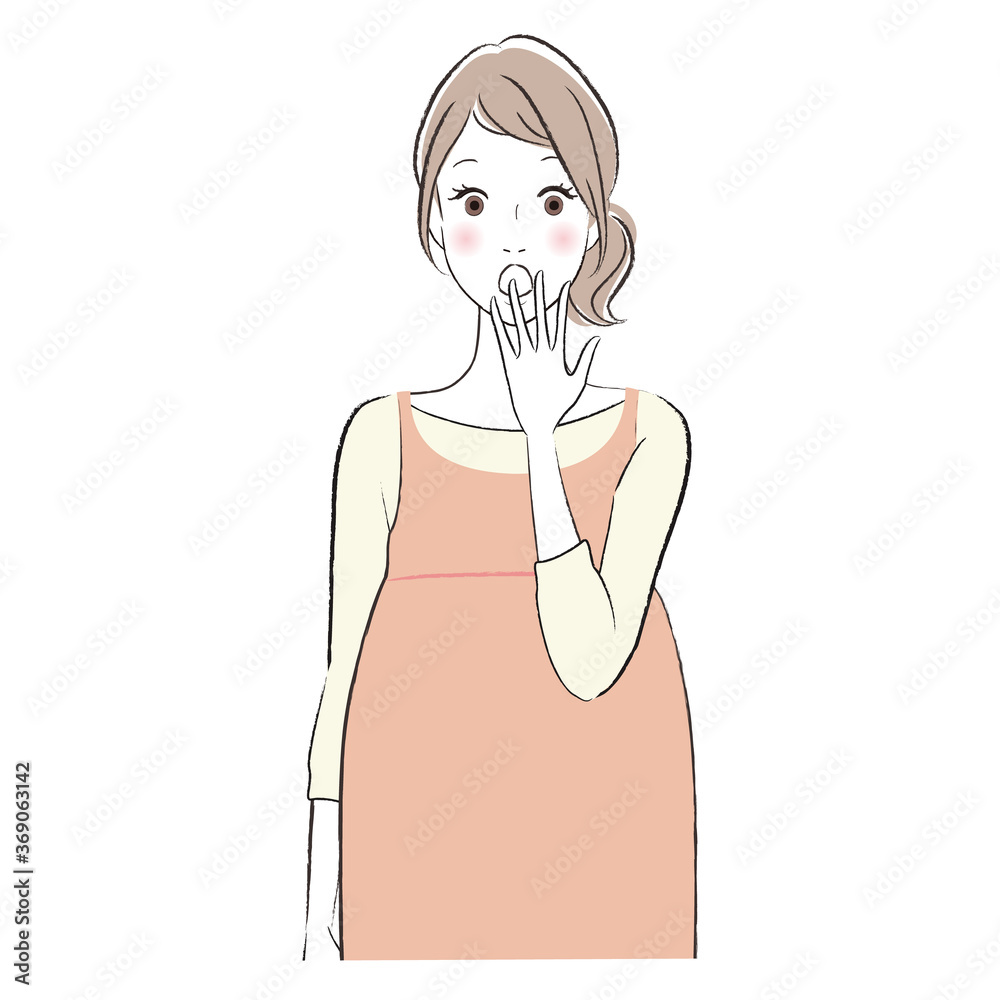 驚いている妊婦さんのイラスト