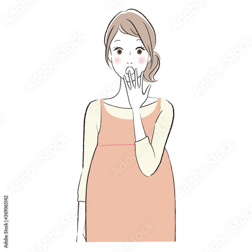 驚いている妊婦さんのイラスト