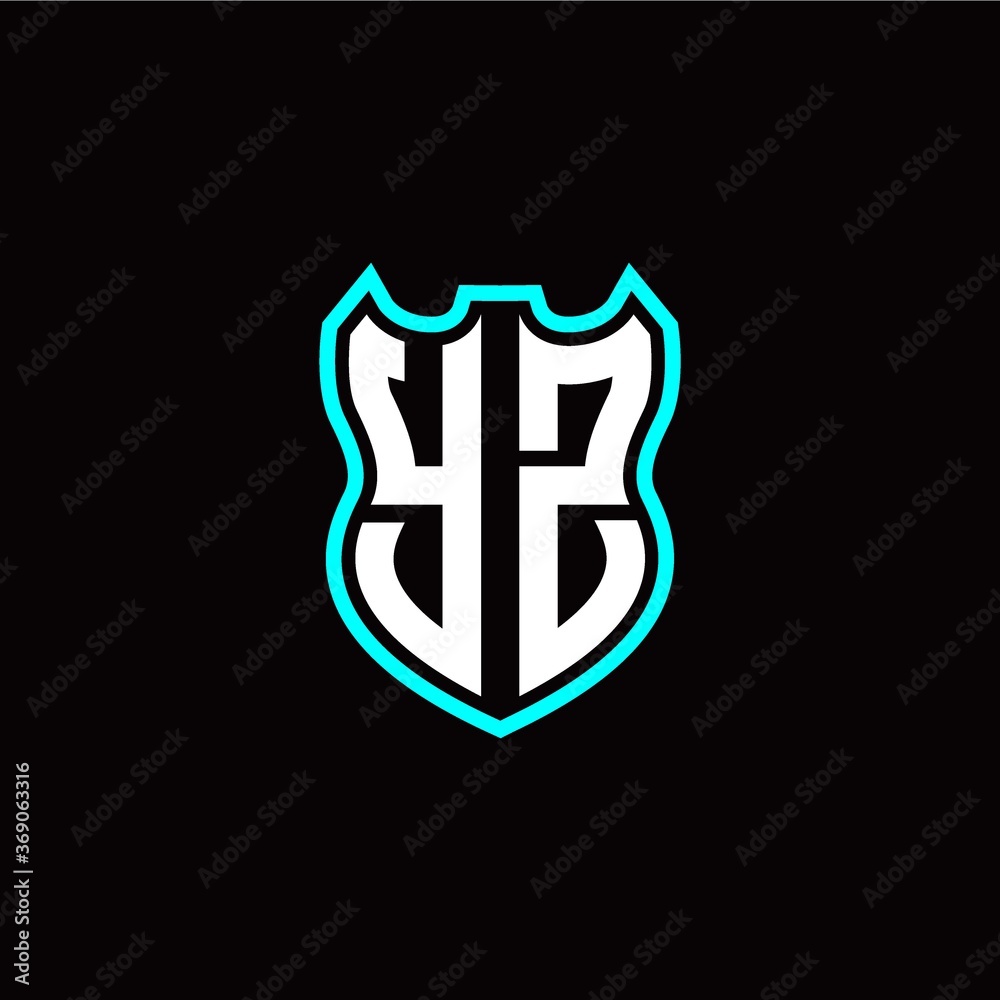 Y Z initial logo design with shield shape Y Z initial logo design with shield shape