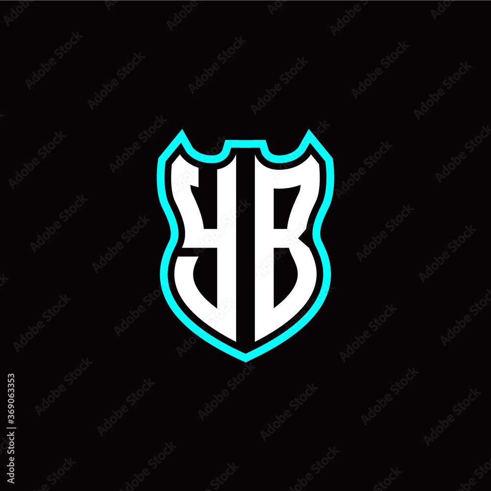 Y B initial logo design with shield shape Y B initial logo design with shield shape