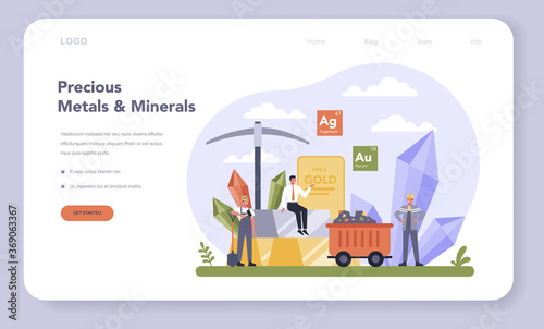 Precios metal and minerals industry web banner or landing page