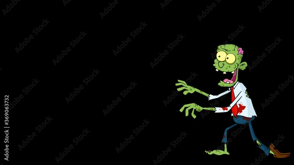 Zombie Cartoon Character Walking With Hands In Front. 4K Animation Video Motion Graphics Without Background Zombie Cartoon Character Walking With Hands In Front. 4K Animation Video Motion Graphics Without Background