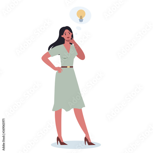 Thoughtfull business people. Woman thinking in search of solutions