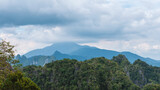 View of a mountain covered with cloud and rainforest in Thailand