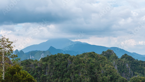 View of a mountain covered with cloud and rainforest in Thailand