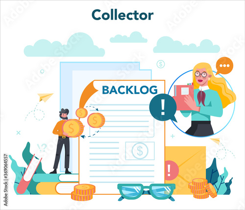 Debt collector concept. Pursuing payment of debt owed by person