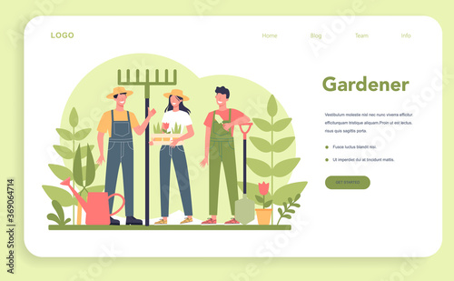 Gardening web banner or landing page. Idea of horticultural designer