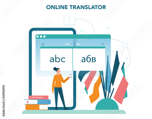 Online translator in mobile phone or another device. Translate foreign