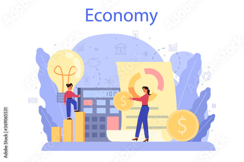 Economy school subject concept. Student studying economics