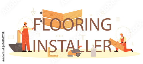 Flooring installer typographic header. Professional parquet laying,