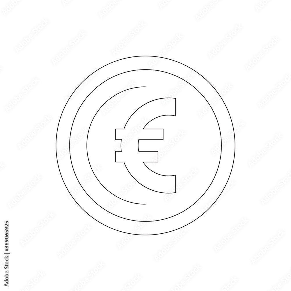 Euro coin icon vector illustration outline Euro coin icon vector illustration outline