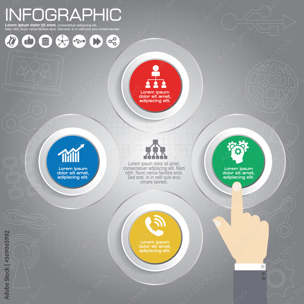 Circle infographics design templates set, five steps or options, vector eps10 illustration Circle infographics design templates set, five steps or options, vector eps10 illustration