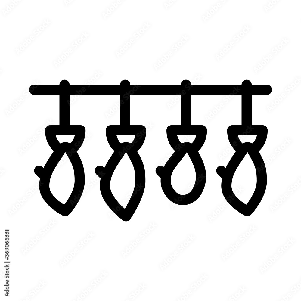 fish drying icon vector. fish drying sign. isolated contour symbol illustration fish drying icon vector. fish drying sign. isolated contour symbol illustration