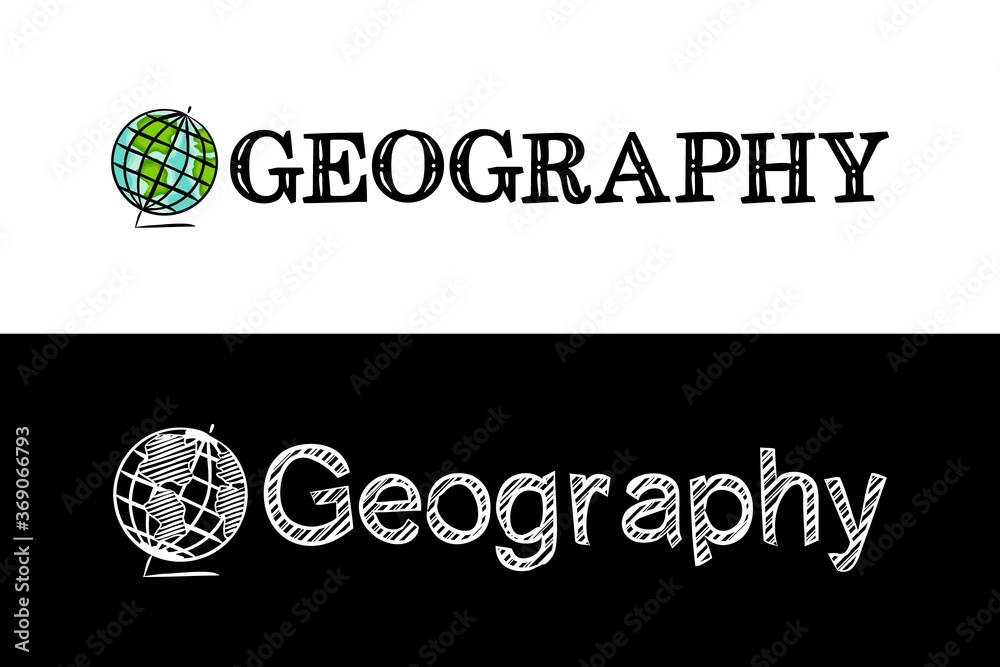 Logo for the Geography school subject. Handdrawn icon of globe earth