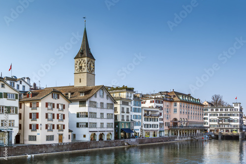 Embankment of Limmat river, Zurich, Switzerland © borisb17