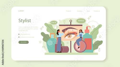 Visagiste web banner or landing page. Beauty center service