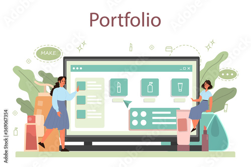 Visagiste online service or platform. Beauty center service. Woman