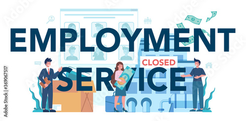 Unemployment service typographic header. Searching for work