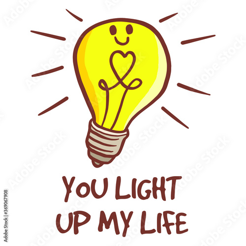 Character light bulb of love you light up my life