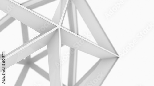 Proportional polyhedron from lattice structure, 3d rendering geometric shape. Computer generated the atom. Technologal background