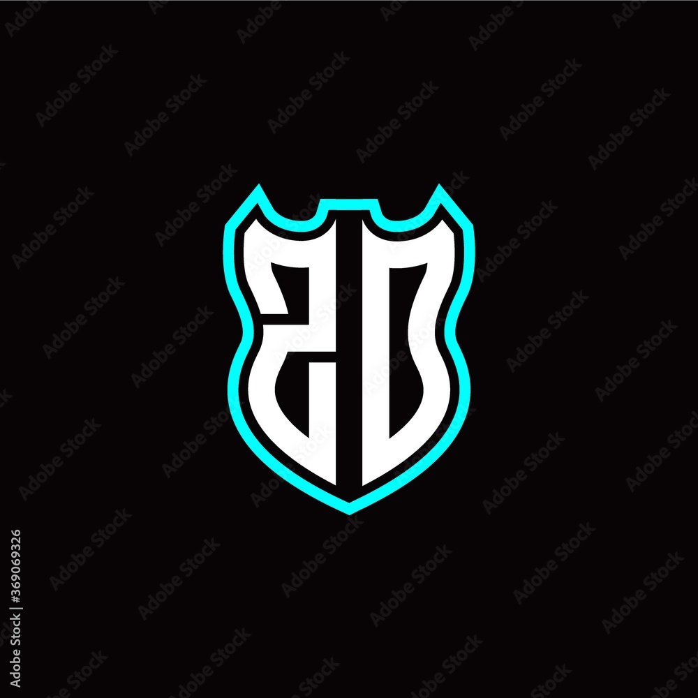 Z O initial logo design with shield shape - obrazy, fototapety, plakaty 
