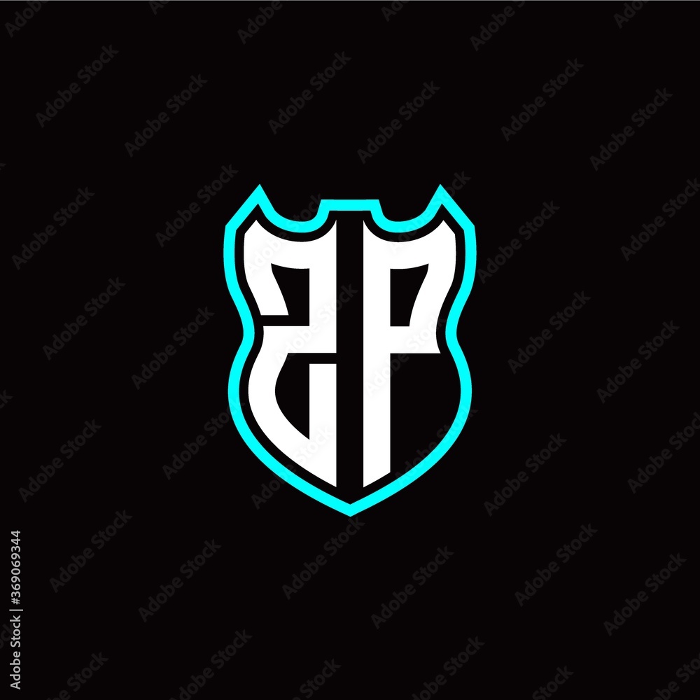 Z P initial logo design with shield shape