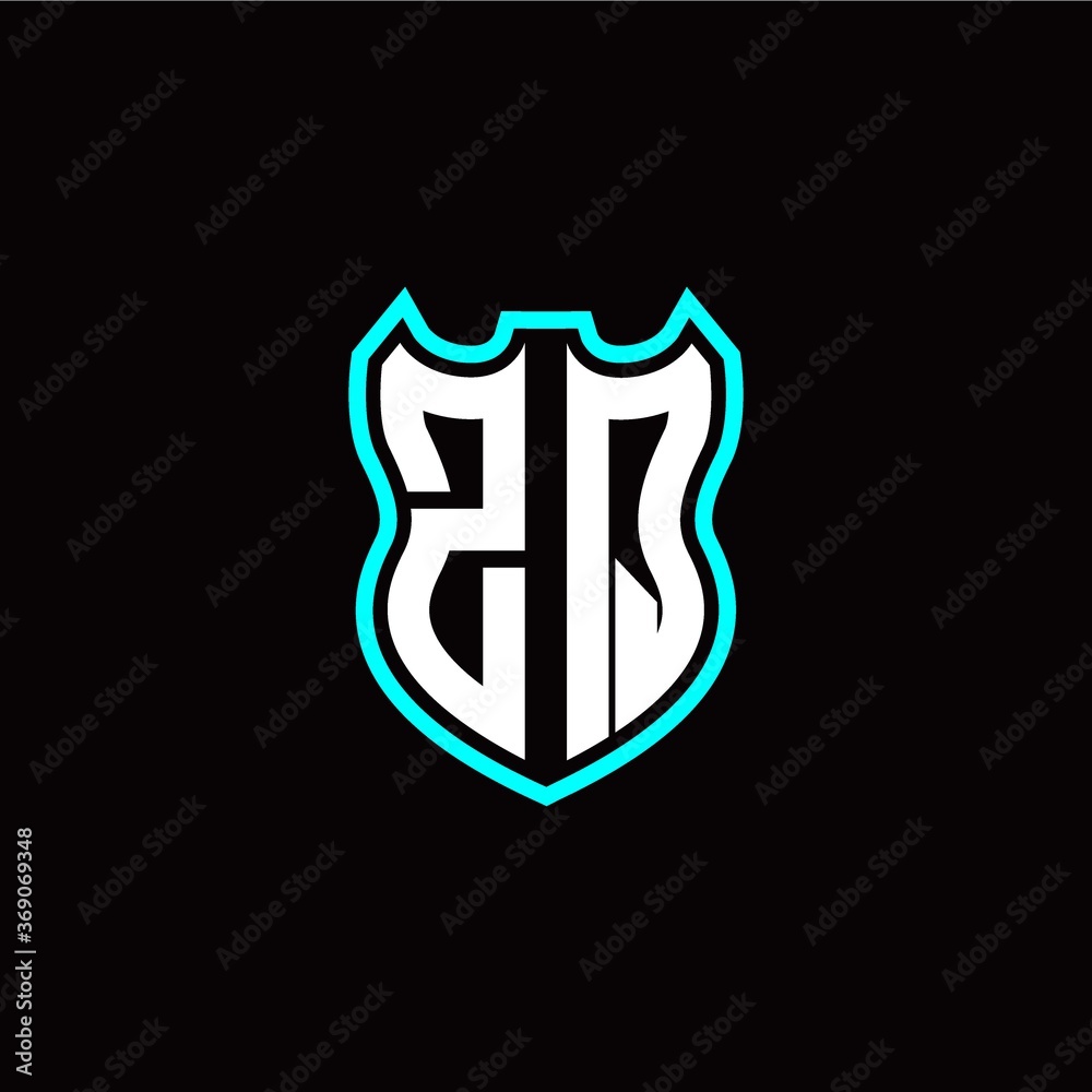 Z Q initial logo design with shield shape Z Q initial logo design with shield shape
