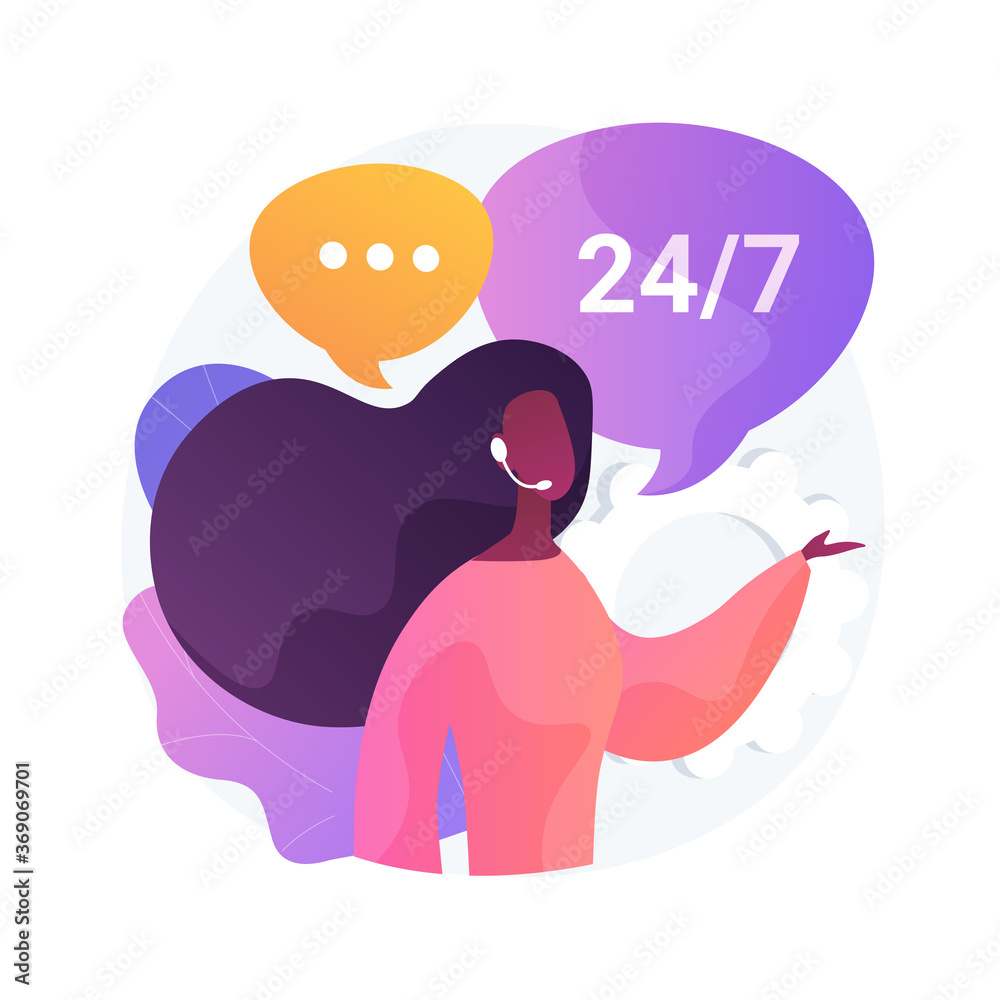 Call center abstract concept vector illustration. Handling call system, virtual help center, customer service point, product support, market research and communication software abstract metaphor. - obrazy, fototapety, plakaty 