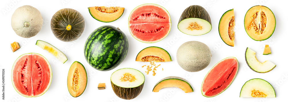 Watermelon and melon pattern - obrazy, fototapety, plakaty 