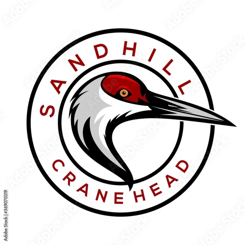 sandhill crane head logo design vector