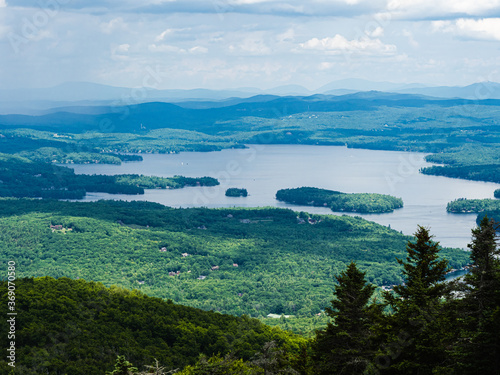 Photography Thew View of Lake Sunapee from the top of Mount Sunapee in New Hampshire