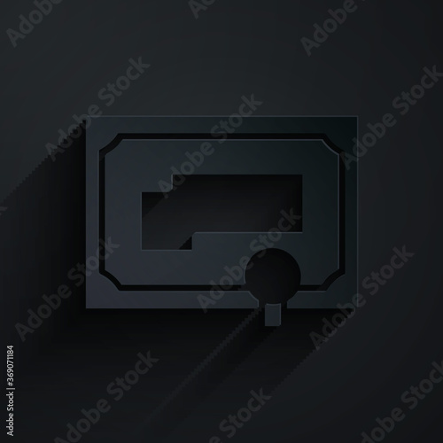 Paper cut Certificate template icon isolated on black background. Achievement, award, degree, grant, diploma concepts. Paper art style. Vector Illustration.