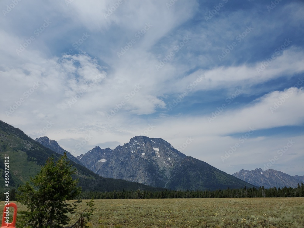 Tetons in the distance in Wyoming