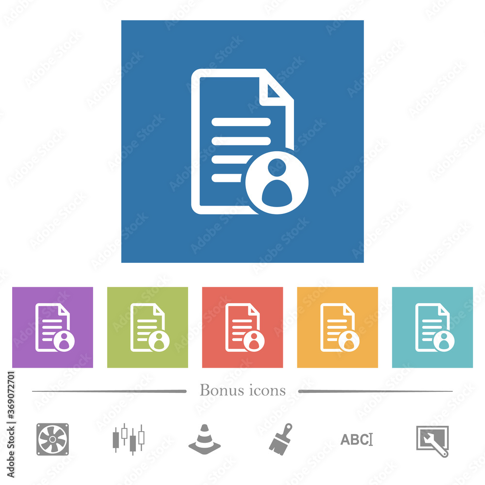 Document owner flat white icons in square backgrounds Document owner flat white icons in square backgrounds