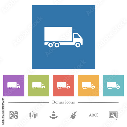 Freight car flat white icons in square backgrounds
