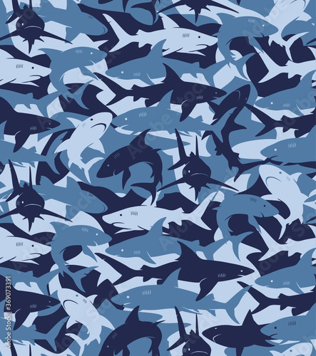 Vector Seampless Pattern with sharks