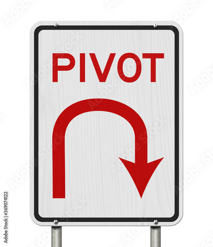 Pivot road sign with isolated on white