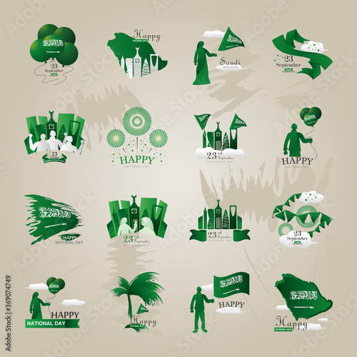 bundle of Saudi Arabia national day icons