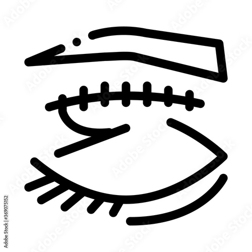 eyelid surgery stitching icon vector. eyelid surgery stitching sign. isolated contour symbol illustration