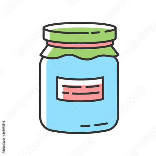 Glass jar RGB color icon. Zero waste, canning. Food conservation, homemade cooking. Reusable glass can organic with jam or honey isolated vector illustration